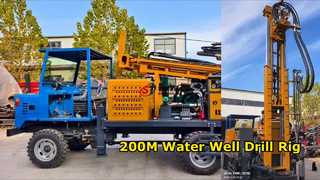 Potente impianto di perforazione per pozzi d'acqua con profondità di 200 m